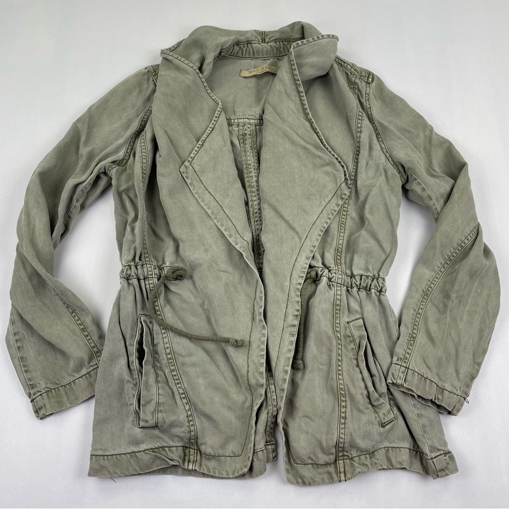 Max Jeans Green Open Front Long Sleeve Tencel Utility Jacket Women’s Size XS